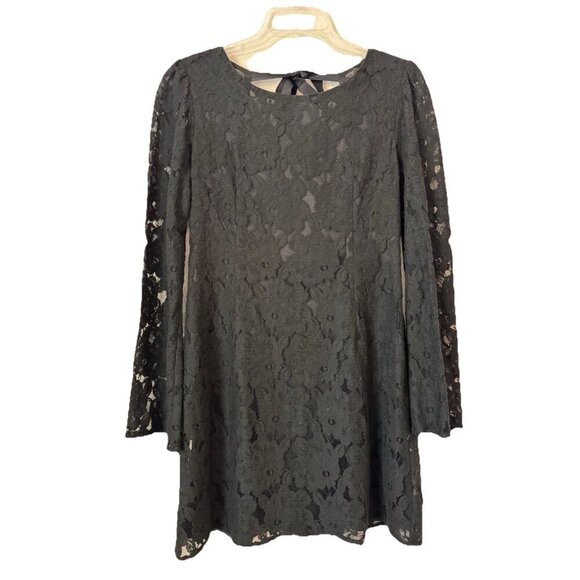 MM Couture by Miss Me Dress Womens Size L Black Lace Bow Ribbon Open Back - Picture 2 of 12